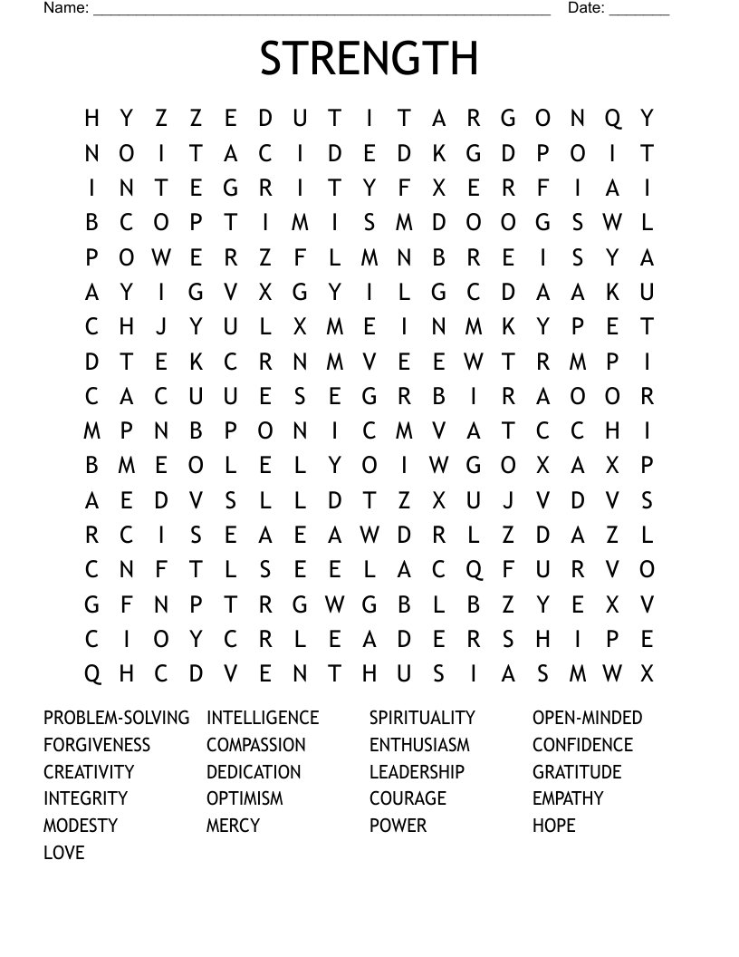 STRENGTH Word Search