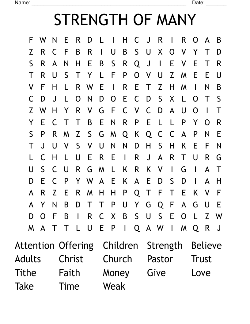 STRENGTH OF MANY Word Search