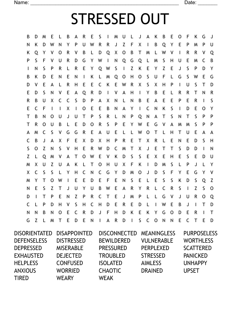 STRESSED OUT Word Search