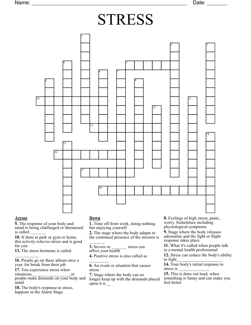 STRESS Crossword