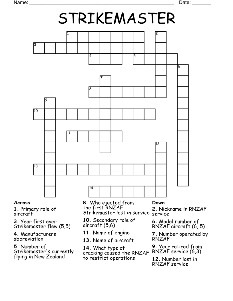 STRIKEMASTER Crossword