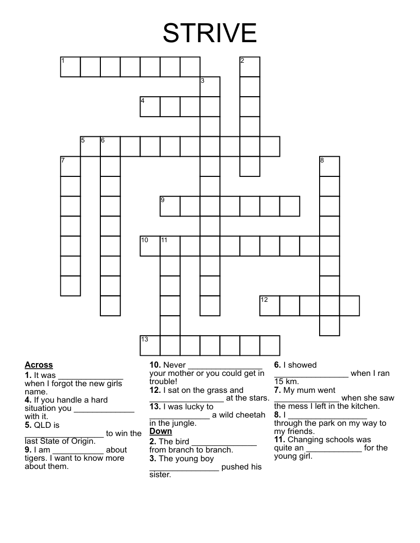 STRIVE Crossword