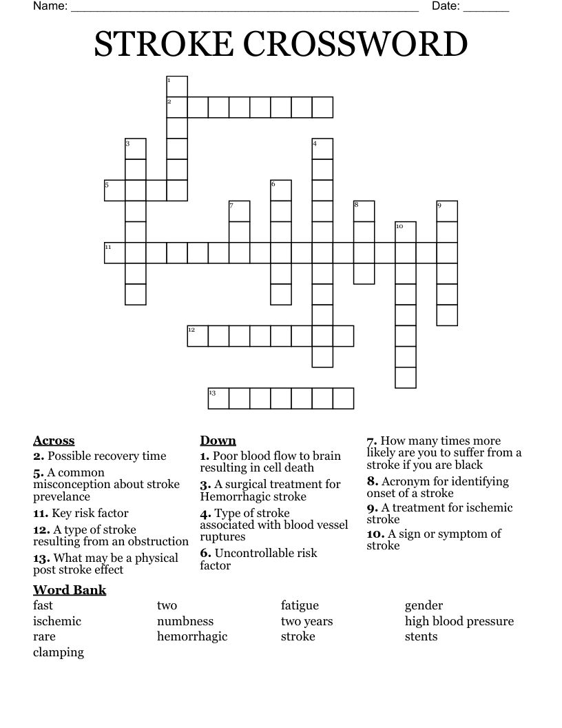 STROKE CROSSWORD