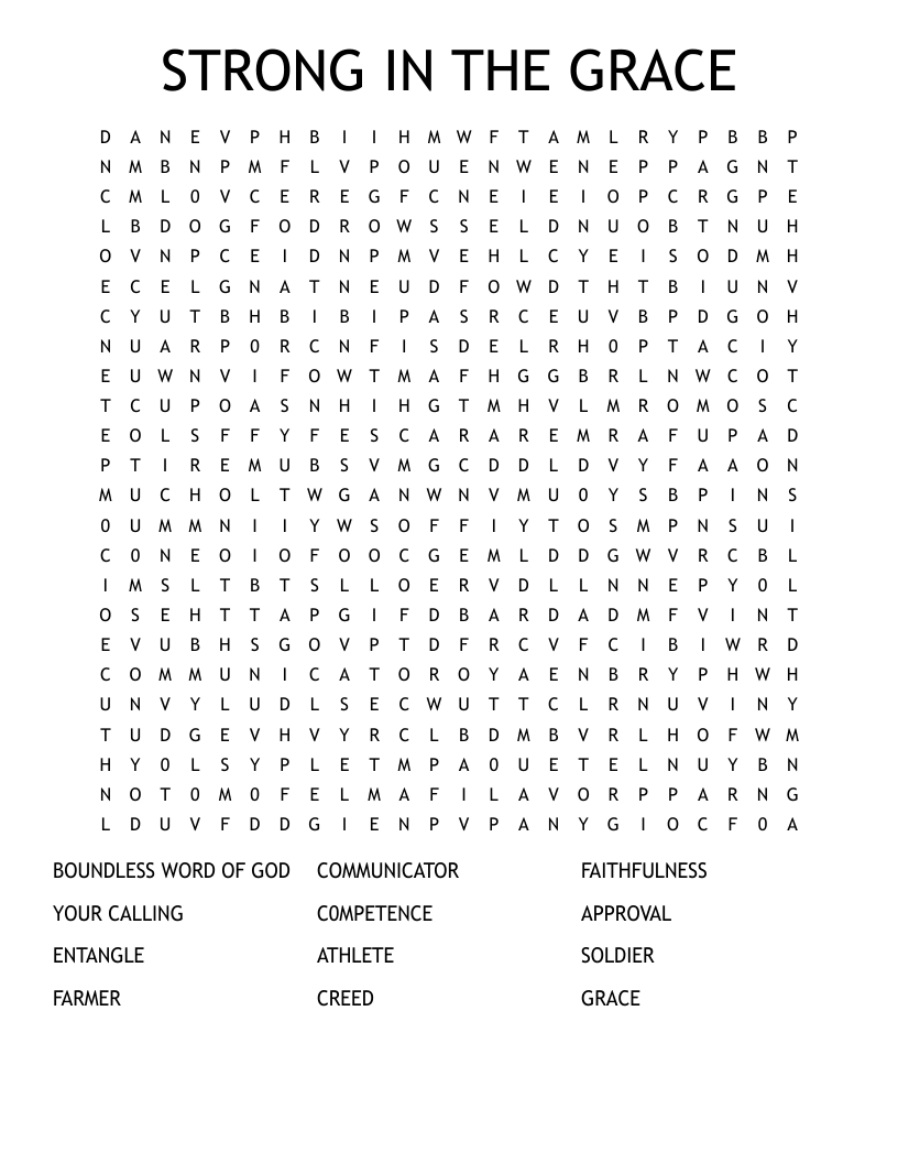 STRONG IN THE GRACE Word Search