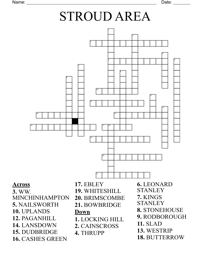 STROUD AREA Crossword