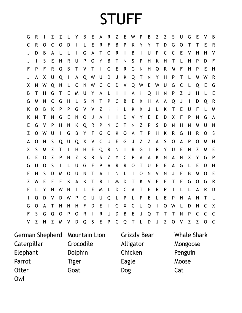 STUFF Word Search