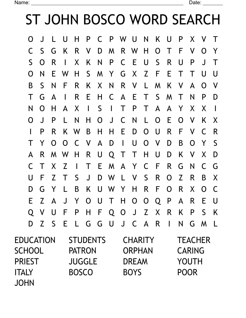 ST JOHN BOSCO WORD SEARCH