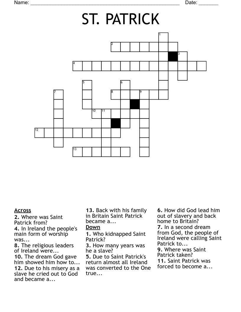 ST. PATRICK Crossword