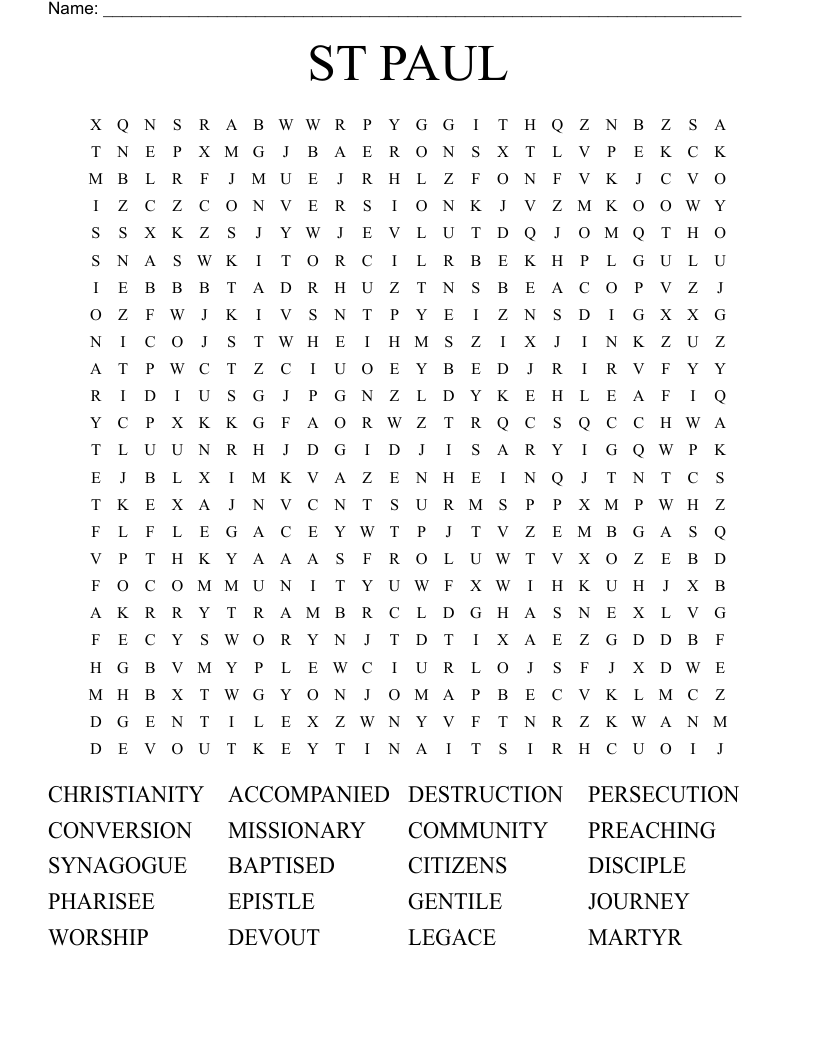 ST PAUL Word Search