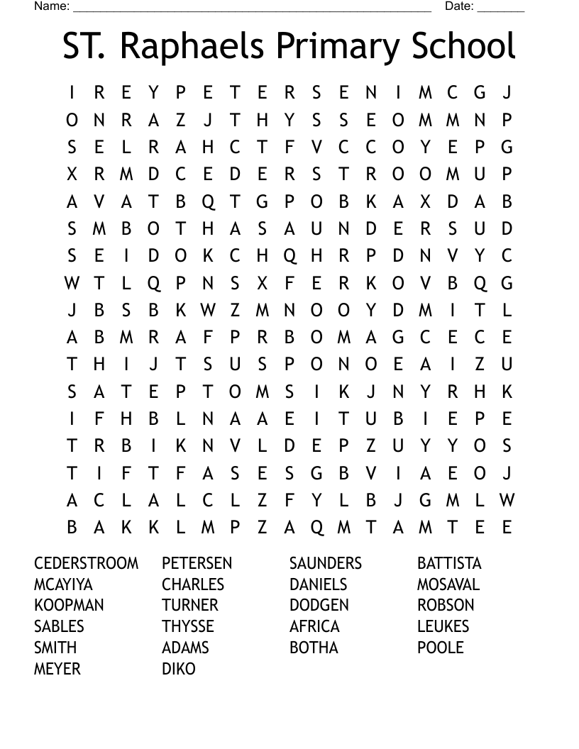 ST. Raphaels Primary School Word Search