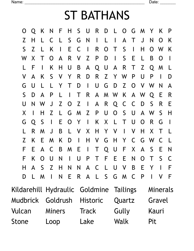 ST  BATHANS Word Search