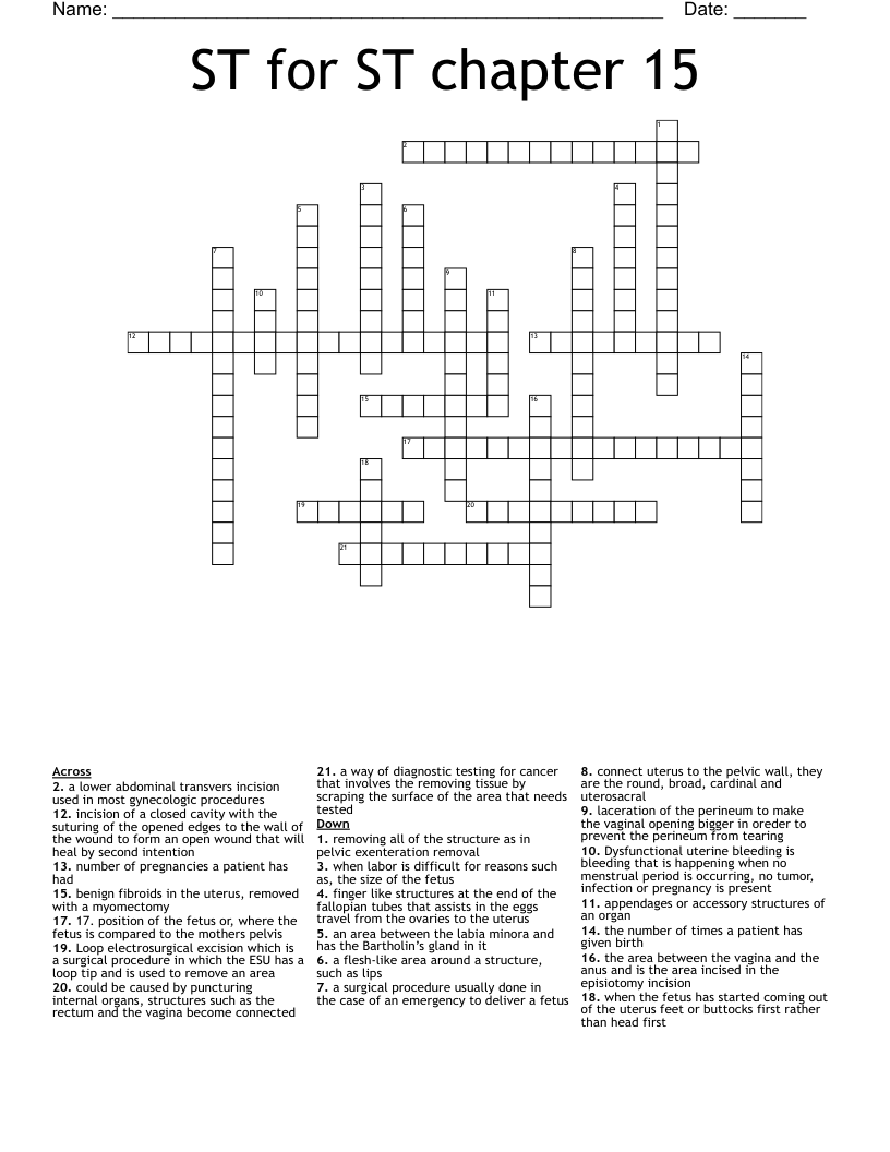 ST for ST chapter 15 Crossword