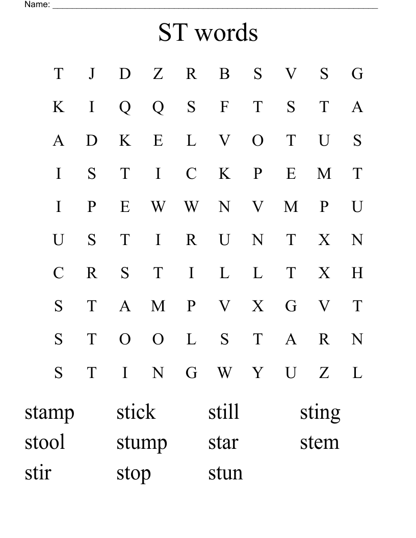 ST words Word Search