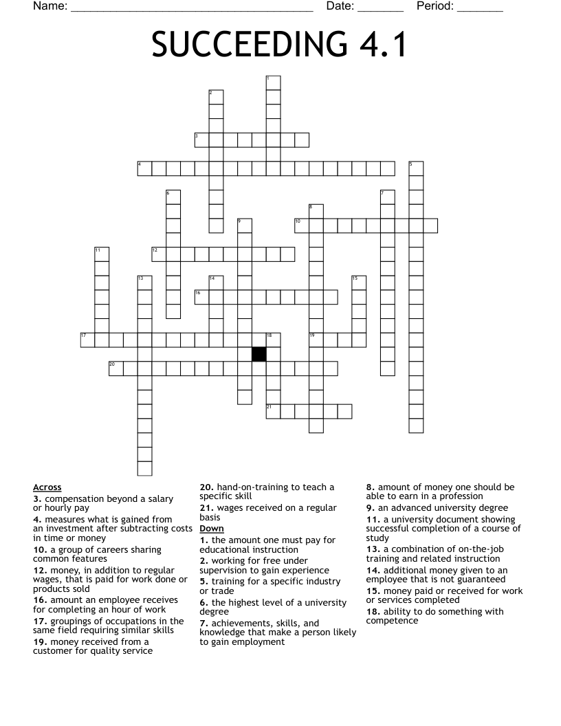 SUCCEEDING 4.1  Crossword