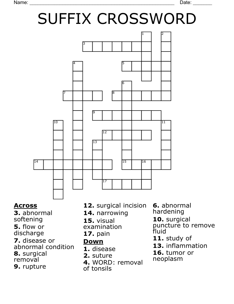 SUFFIX CROSSWORD