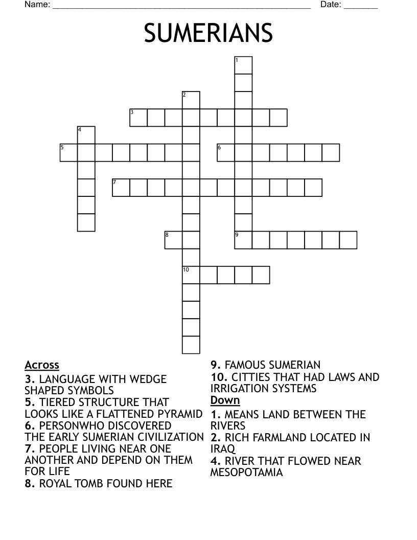 SUMERIANS Crossword