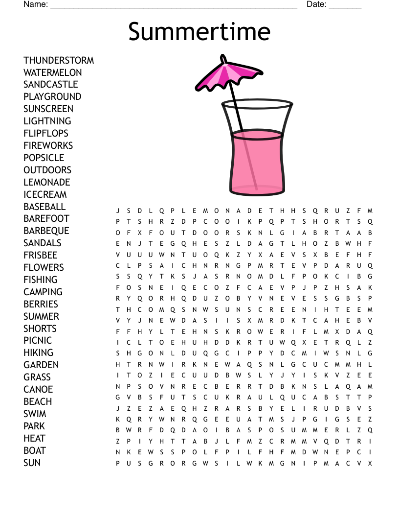 Summertime Word Search
