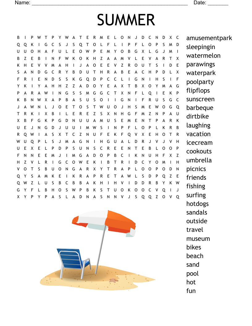 SUMMER Word Search
