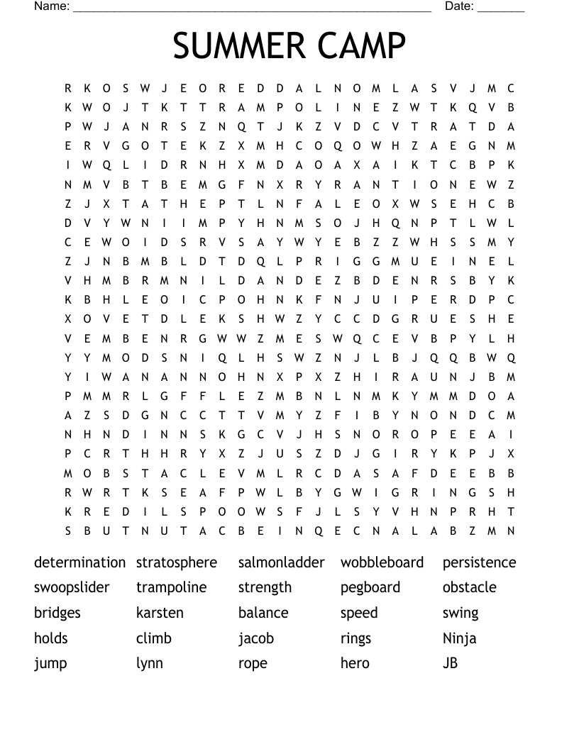 SUMMER CAMP Word Search