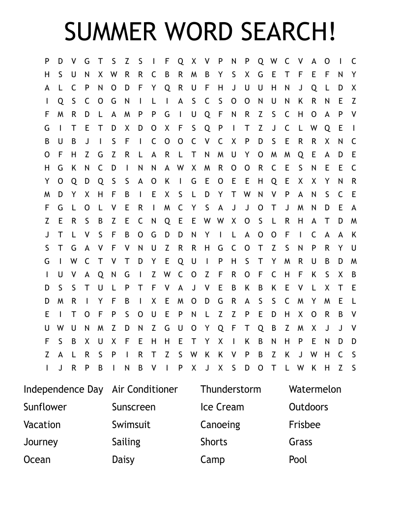 SUMMER WORD SEARCH!