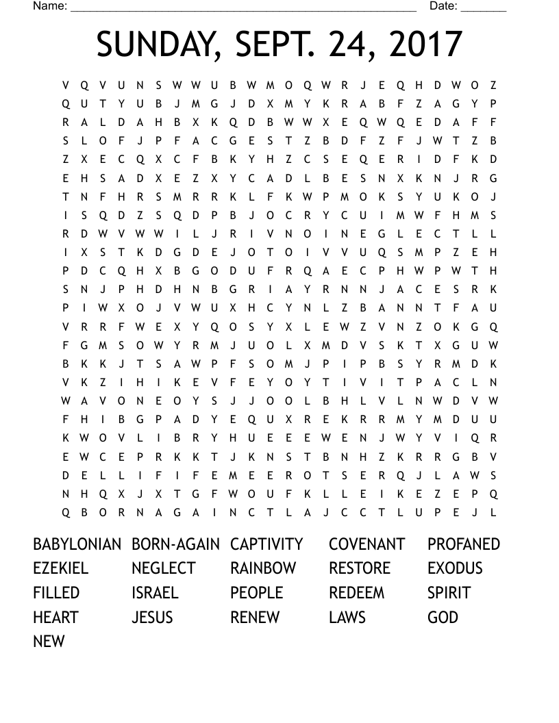 SUNDAY, SEPT. 24, 2017 Word Search