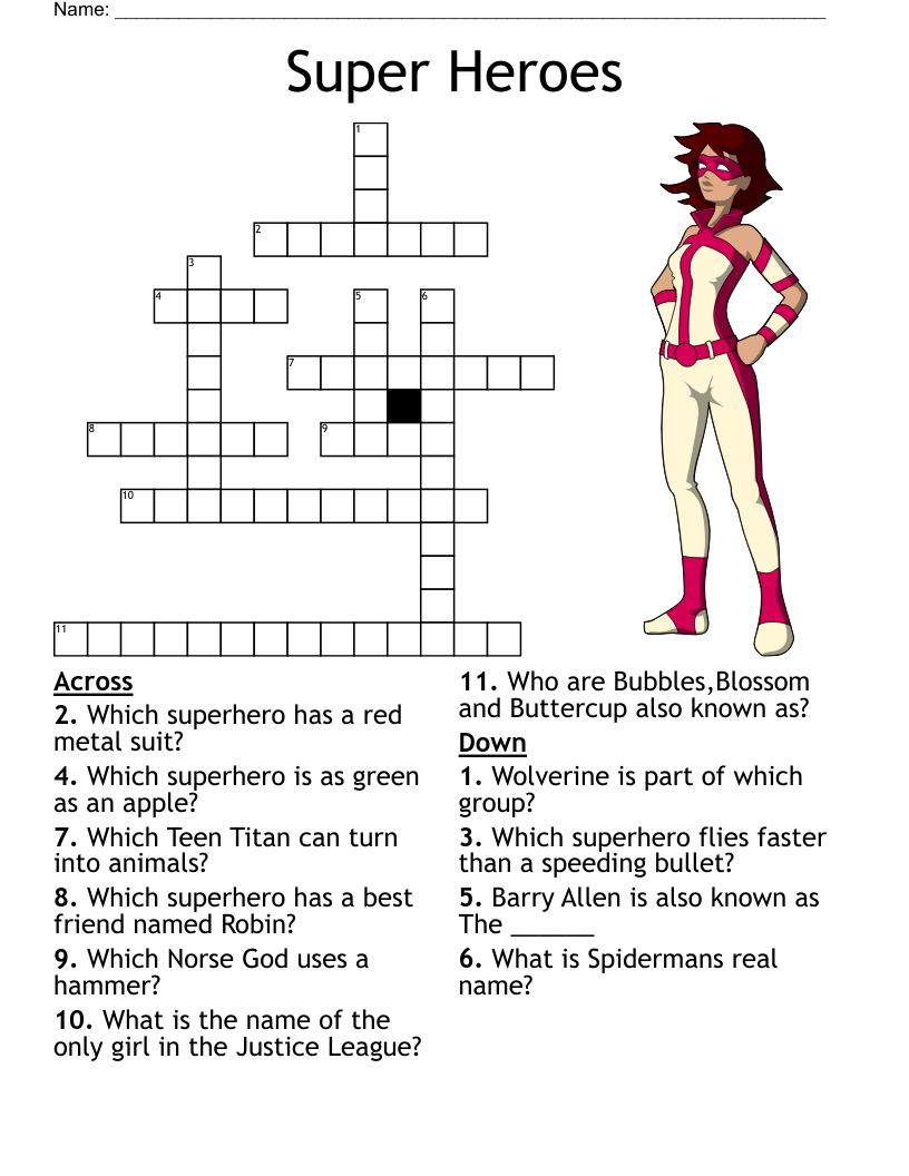 Super Heroes Crossword