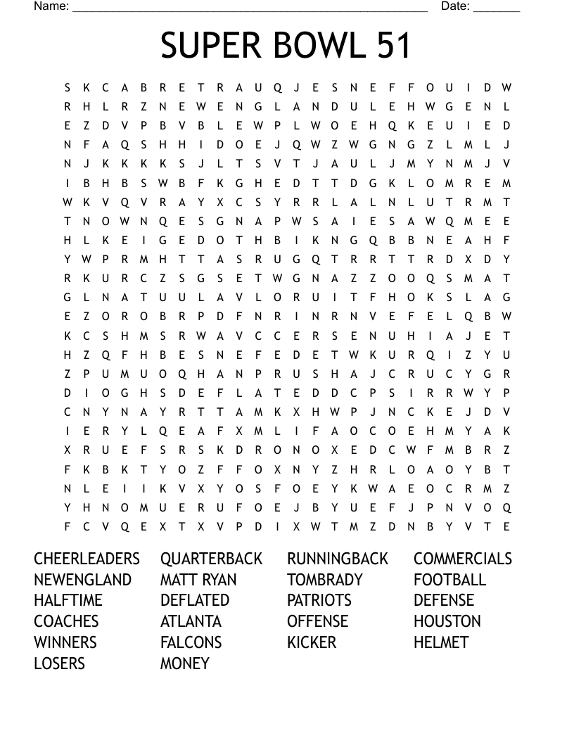SUPER BOWL 51 Word Search