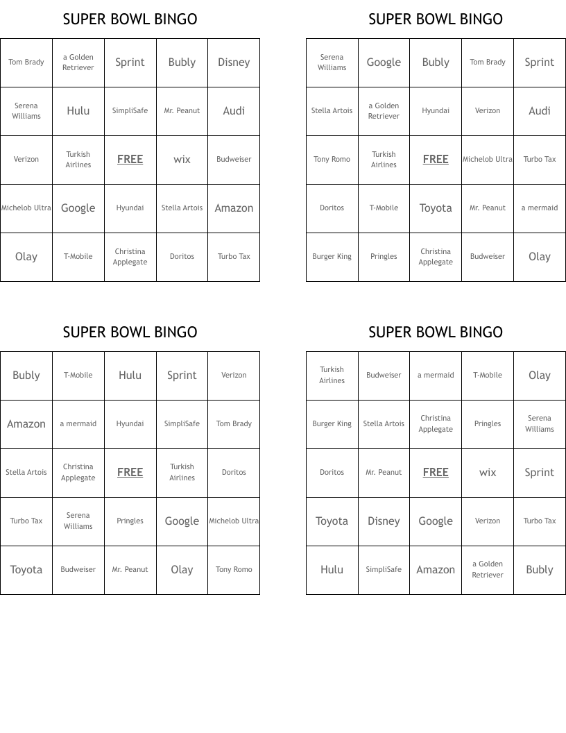 SUPER BOWL BINGO
