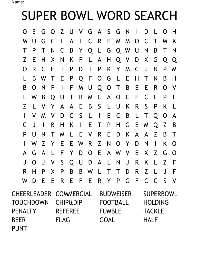 SUPER BOWL WORD SEARCH