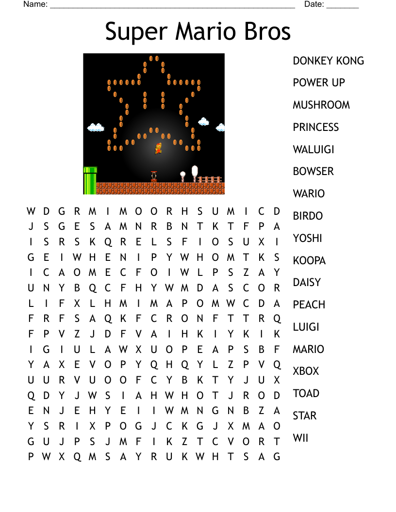 Super Mario Bros Word Search