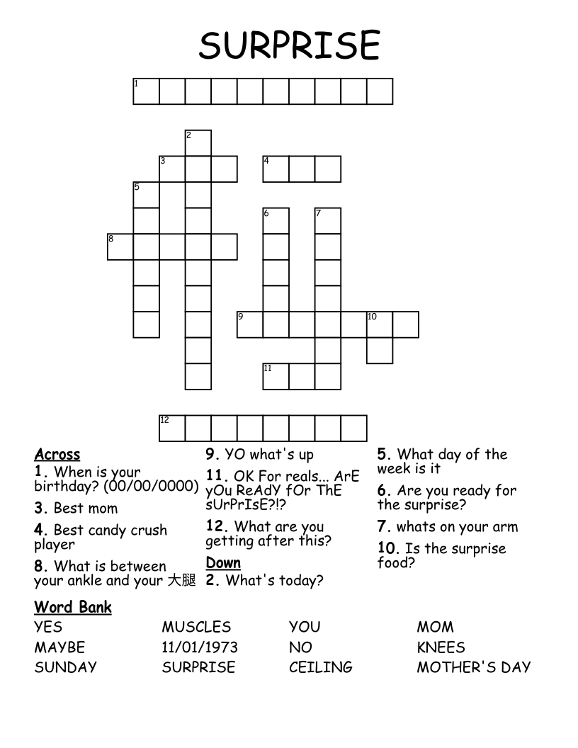 SURPRISE Crossword