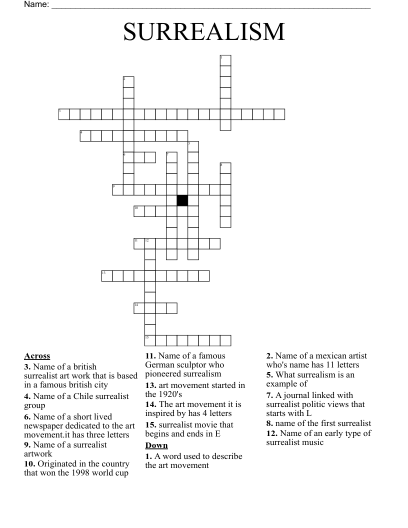 SURREALISM Crossword