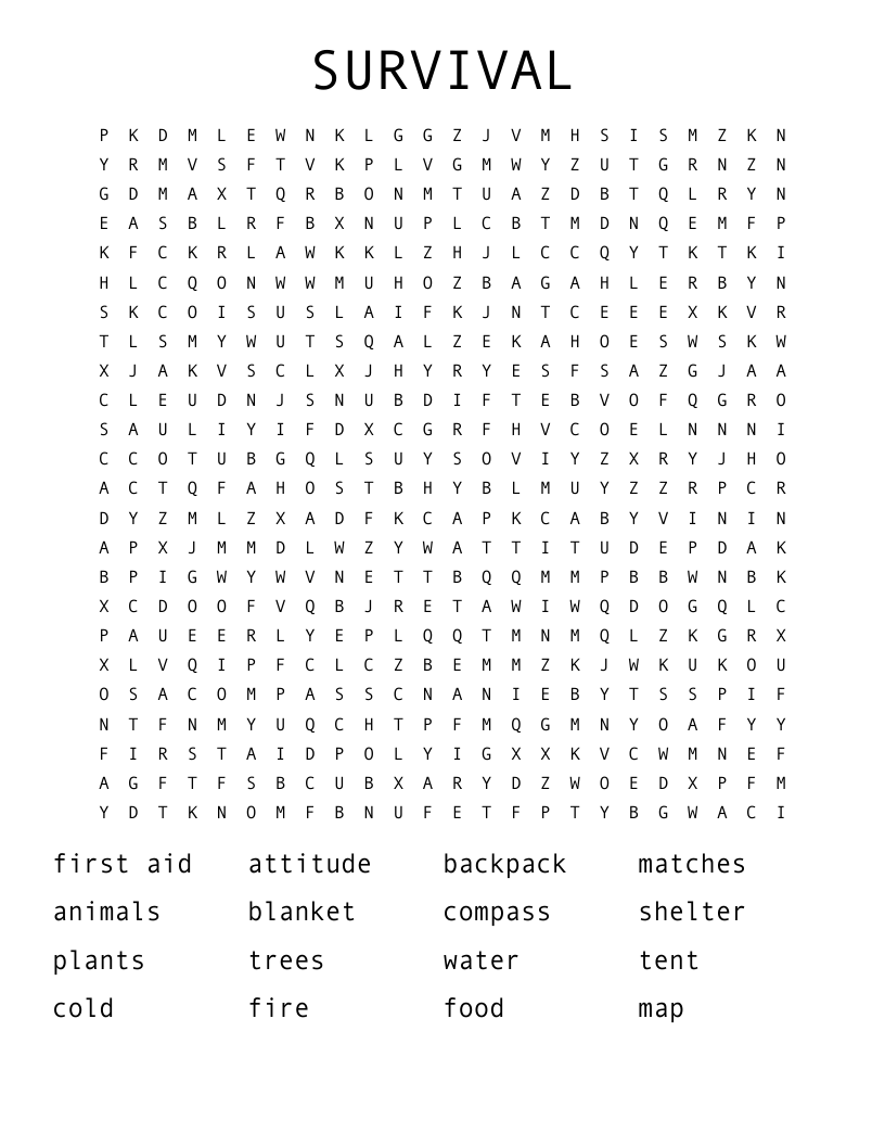 SURVIVAL Word Search