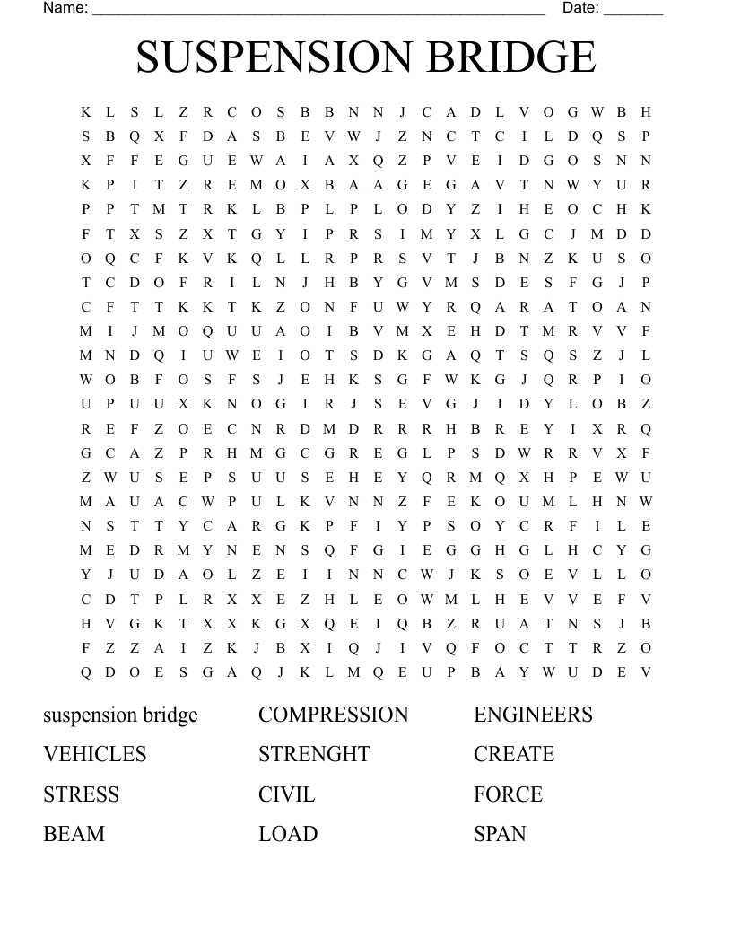 SUSPENSION BRIDGE Word Search