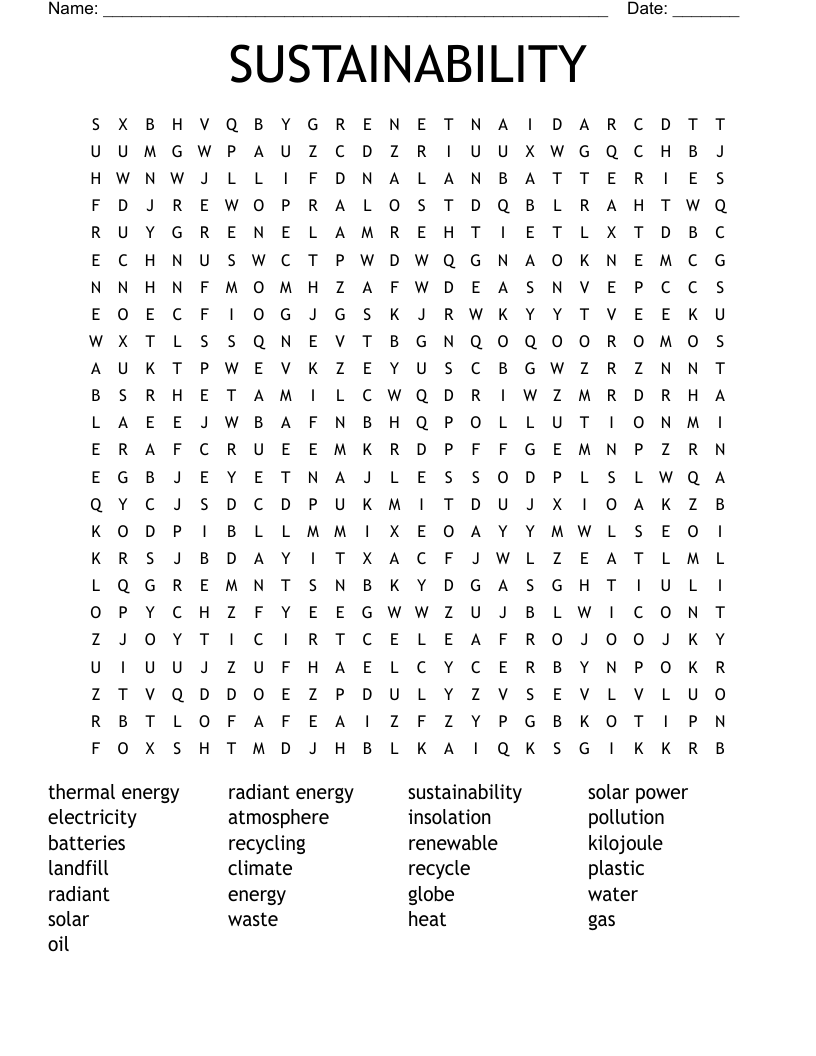 SUSTAINABILITY Word Search