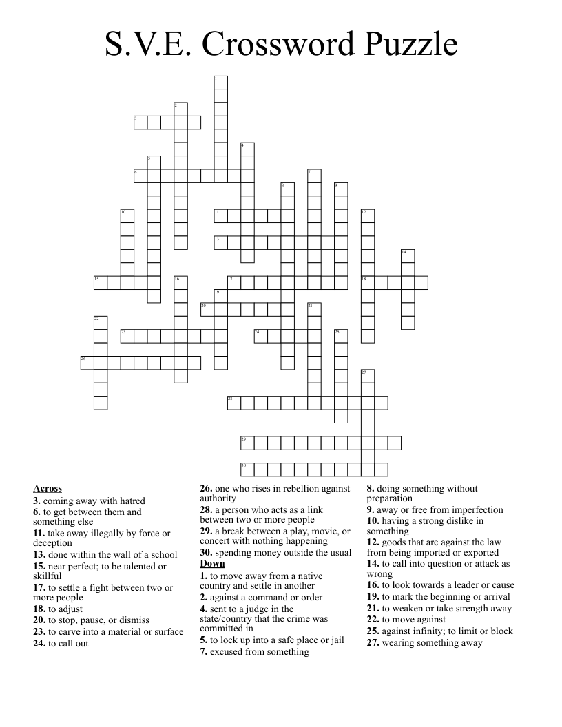 S.V.E. Crossword Puzzle