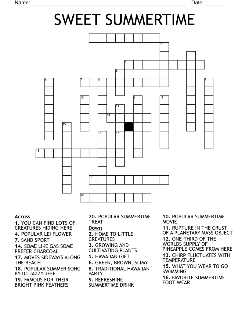 SWEET SUMMERTIME Crossword