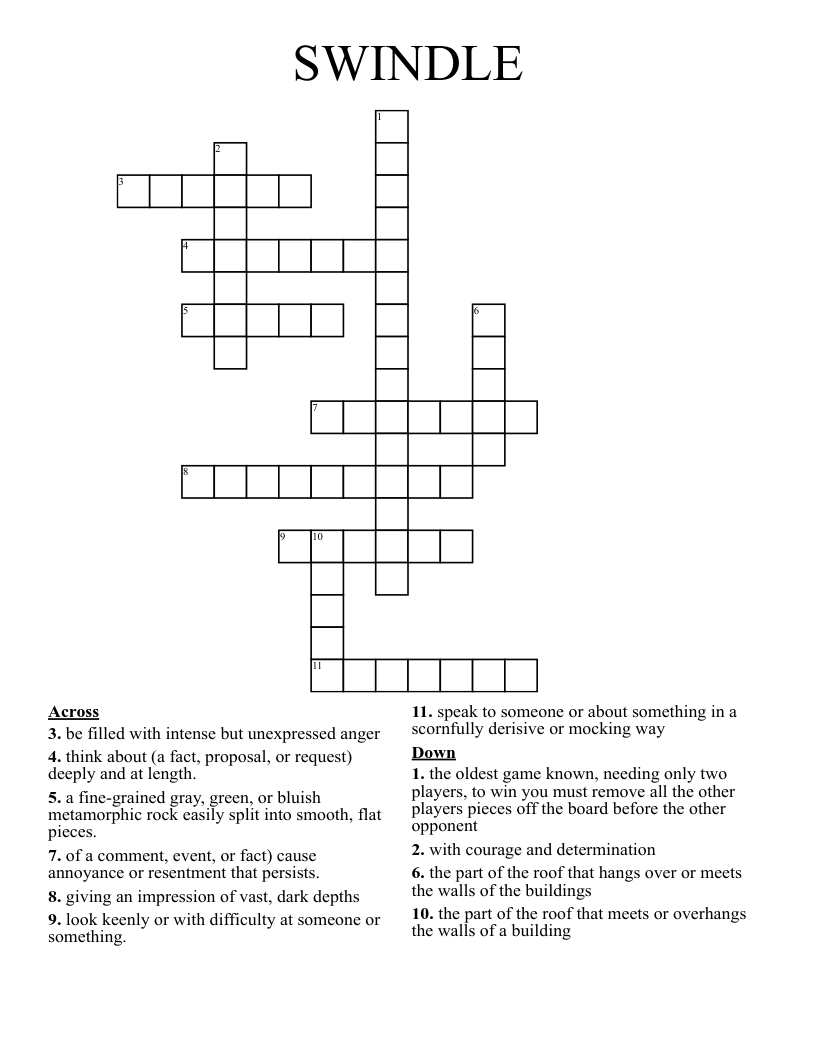 SWINDLE Crossword