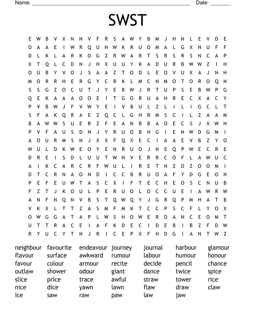 SWST Word Search