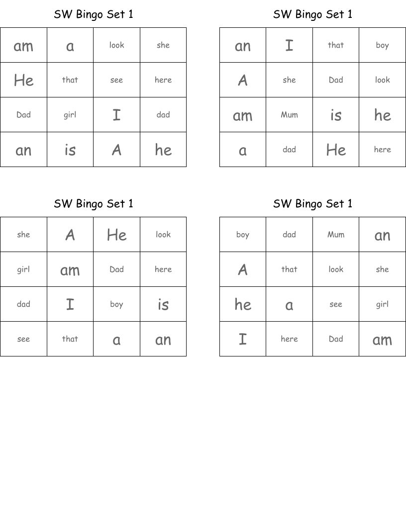 SW Bingo Set 1
