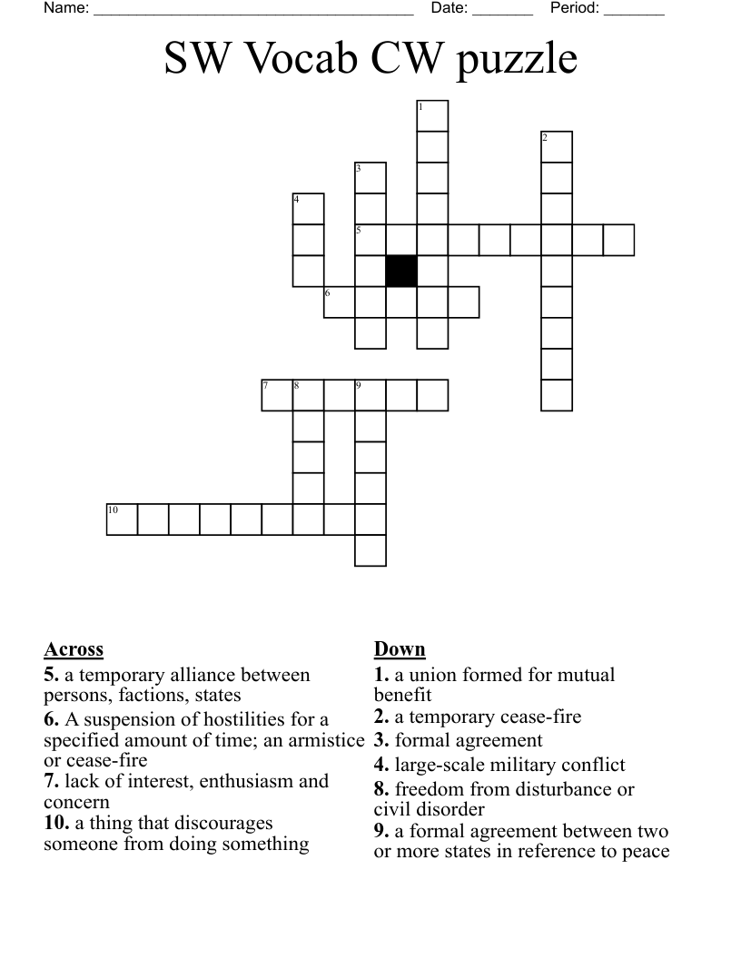 SW Vocab  CW puzzle Crossword
