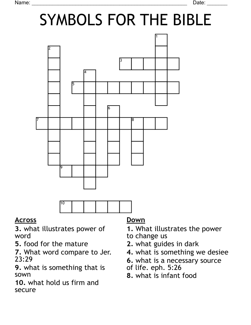 SYMBOLS FOR THE BIBLE Crossword