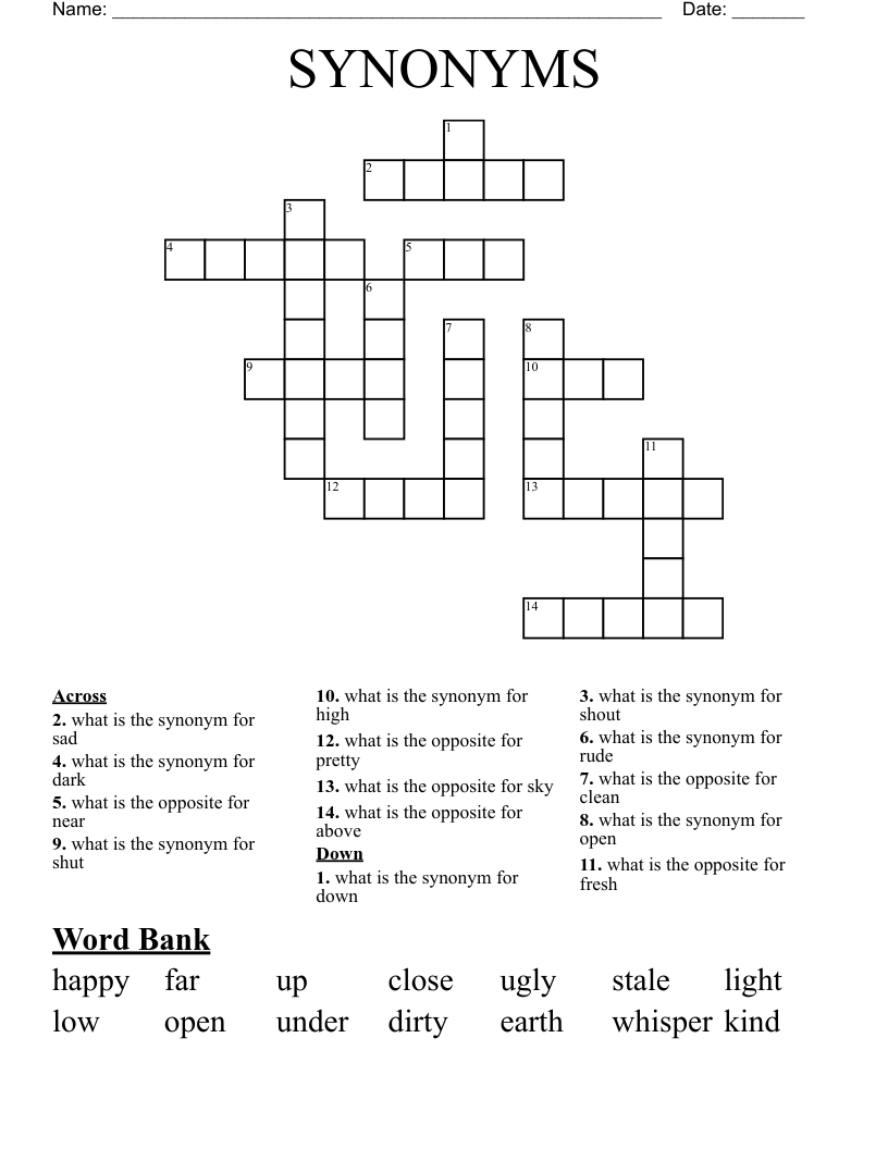 SYNONYMS Crossword