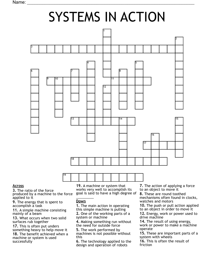 SYSTEMS IN ACTION Crossword