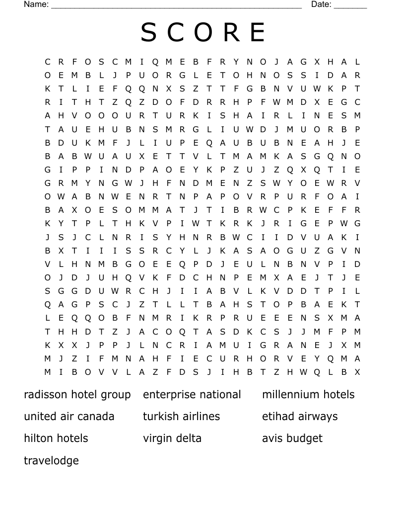 S C O R E Word Search