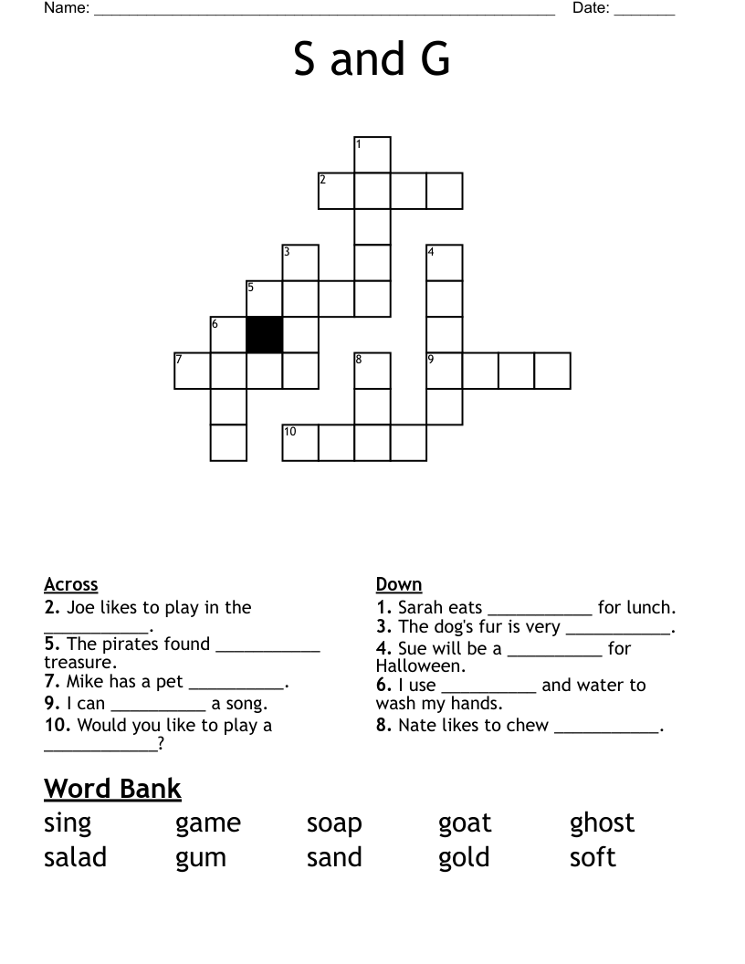 S and G Crossword