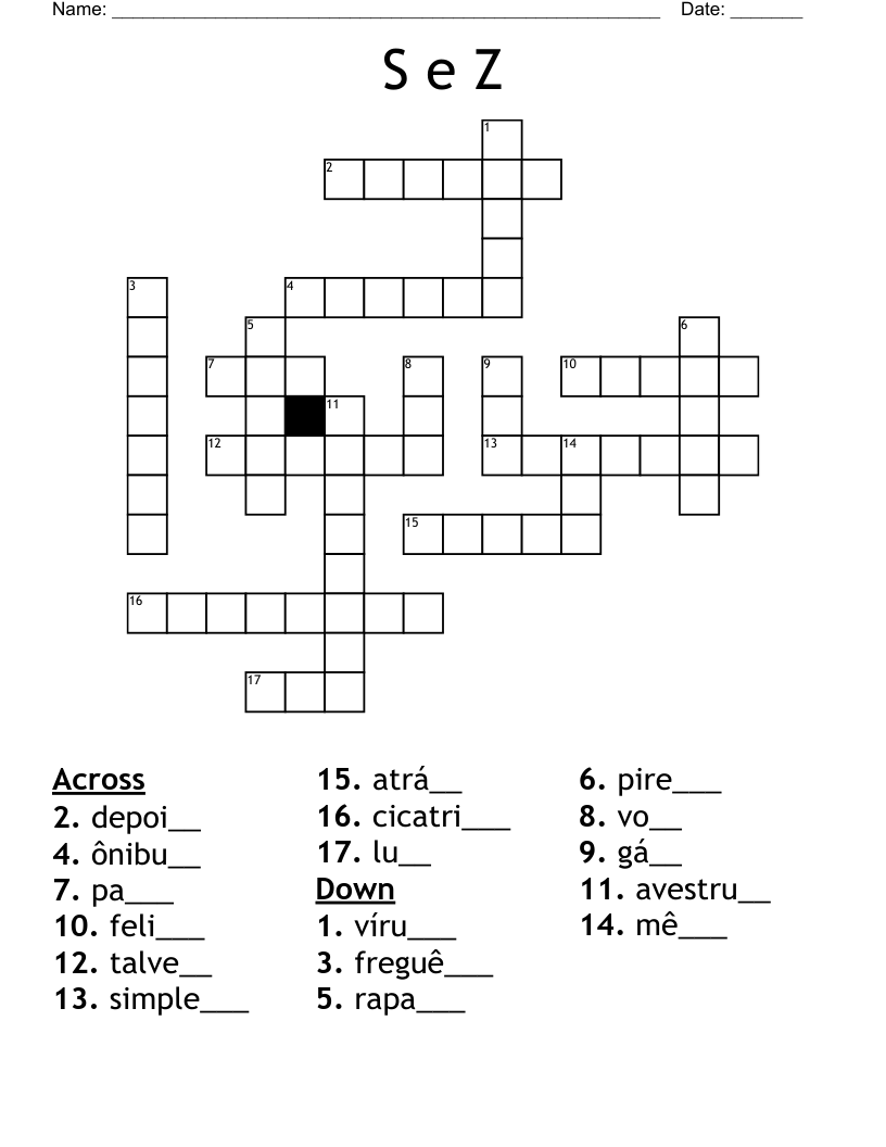 S e Z Crossword