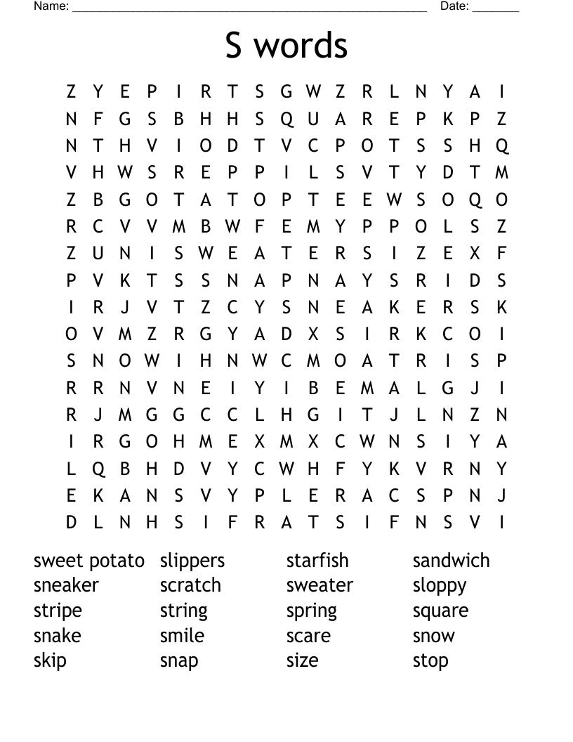 S words Word Search