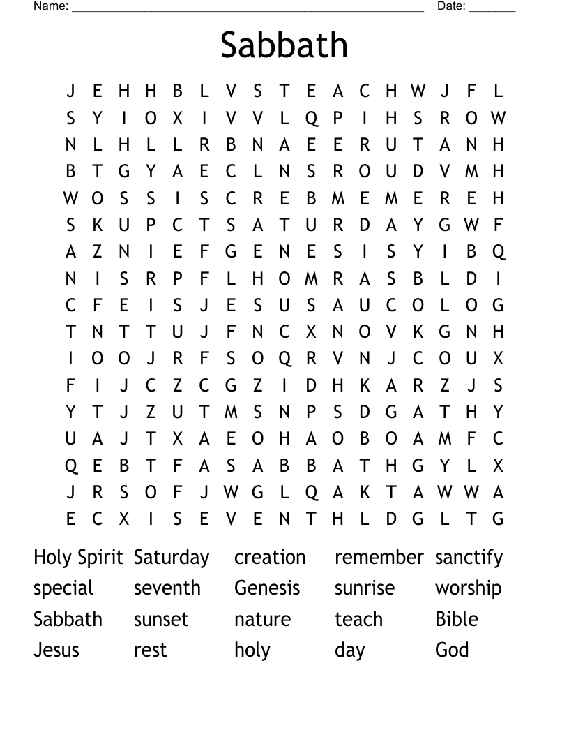 Sabbath Word Search