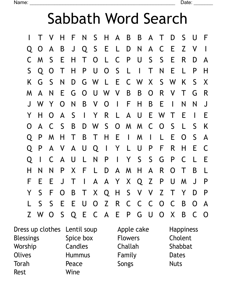 Sabbath Word Search